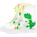 HIMKI Regenüberschuhe Kinder Wasserdicht Galoschen Wiederverwendbare Überschuhe Rutschfester Outdoor Regenschutz und Sanddichter Schutz Regenschuhe (Dinosaurier, XL, 34-35)