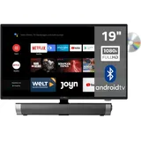 Reflexion Reflexion_TV LDDW19iSB+ DVD-PlayerSmart-TV 19 Zoll für Wohnmobile und Wohnwagen 12V KFZ-Adapter mit Soundbar HD Auflösung HDMI, WLAN, Bluetooth erschütterungsfest, schwarz, LDDW19i+