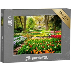 puzzleYOU Puzzle Puzzle 1000 Teile XXL „Buntes Tulpenmeer im Park“, 1000 Puzzleteile, puzzleYOU-Kollektionen Garten