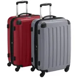 HAUPTSTADTKOFFER - Alex - 2er Koffer-Set Hartschale glänzend, 65 cm, 74 Liter, Rot-Silber