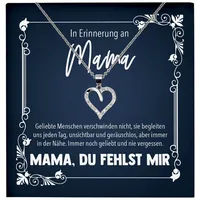 22Feels Schmuckset In Erinnerung An Mama Trauer Andenken Kondolenz Geschenk Halskette (inkl. Geschenktasche, Karte(n), Poliertuch, Beutel), Echt-Silber 925/000, Karte Made In Germany silberfarben