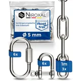 3 Stueck 100-cm = 1-Meter 5-mm starke Verlaengerungs-Kette aus Edelstahl Bruchlast max 900 kg mit Schaekel Schraub-Verbinder aus V4A Befestigungs-Set Aufhaengung von Boxsack Haengematte Haengesessel