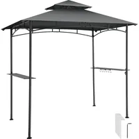 Tectake Grillpavillon 2,4 x 1,5 m inkl. 2 Seitenteile Grau