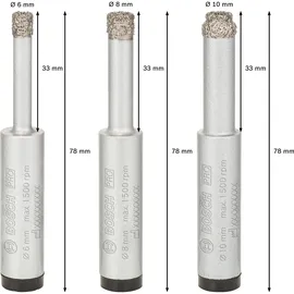 Bosch Diamanttrockenbohrer-Set 6/8/10 mm 3-tlg.