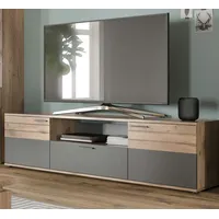 Inn.furn TV-Lowboard Eiche grau 180 cm mit Soft-Close Tomaso