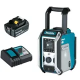 Makita DMR115 + 1x 18V 5Ah BL1850 Akku + DC18RC Akku-Baustellenradio mit DAB, DAB+ und Bluetooth