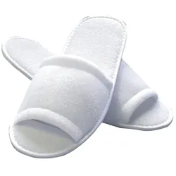 HYGONORM 10 Paar Slipper offen aus Polyester Weiß 31 cm lang wasserabweisend Hotelslipper Hausschuhe Hotelhausschuhe Einwegslipper Gästehausschuhe