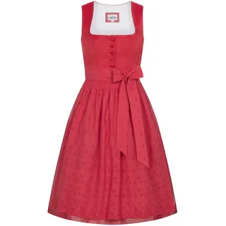 Dirndl NÜBLER "Midi Dirndl Babette", Damen, Gr. 42, EURO, rot, Obermaterial: 100% Polyester PES., Kleider