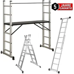 Walter Aluminium Leitergerüst 3in1 2x6 Stufen Podest Nutzlast 150kg GS-geprüft