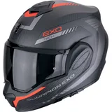 Scorpion EXO-Tech Evo Carbon Cosy, Modularhelm - Matt Schwarz/Grau/Rot - XL