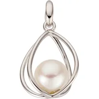 Perlenanhänger JOBO "Anhänger Weißgoldanhänger 19 mm", weißgold 585, Schmuckanhänger, Damen, Perlen Weißgold 585, Perlen, Weißgold 585, 14 Karat 585 Weißgold mit Perle
