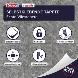tesa rasch Luxora Vliestapete 6 m x 0,53 m Grau 1 St 371413