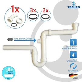 tecuro Raumschaffer Küchenablauf Spülen Siphon mit Wandanschluss Ø 40 mm - tecuro