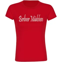 multifanshop Damen T-Shirt - Berlin rot - Berliner Mädchen - Druck weiß - Frauen