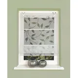 HOME WOHNIDEEN Magnetrollo RANA Ausbrenner Bambus, Ranken-Motiv, Fensterhaken, Farbe:grau, Größe:130 x 45 cm, Anzahl:1