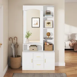 stilvora Garderobenschrank 90x180x40 cm Weiß