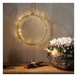 MARELIDA LED Kranz Draht Türkranz Wandkranz Leuchtkranz Dekokranz 80LED D: 30cm Batterie