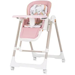 Chipolino Kinderhochstuhl 2 in 1 Milk Shake, verstellbar, Babyschaukel, Räder rosa