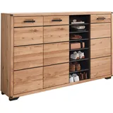 Linea Natura Schuhschrank, Graphit, Eiche Artisan, Metall, Wildeiche, massiv, 16 Fächer, 160x107x41 cm, Typenauswahl, Beimöbel erhältlich, stehend, Garderobe, Schuhaufbewahrung, Schuhschränke