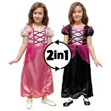 Metamorph Hexen-Kostüm 2in1 Prinzessinkostüm & Hexenkostüm für Kinder, Für Kinder, die sich nicht entscheiden können: Hexe und Prinzessin in rosa 116-128