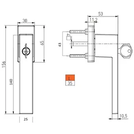 MS Beschläge Fenstergriff abschließbar mit Schlüssel Braun RAL8019