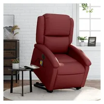 vidaXL Massagesessel mit Aufstehhilfe Kunstleder 144,5 x 82 x 0 cm Weinrot elektrisch
