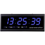 RibasuBB LED-Wanduhr, Digitale großes Display, Elektronische LED-Wanduhr Wohnzimmerthermometer LED-Großbilduhr mit w/Datum &Temperatur