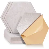 Hexagon Akustikplatten selbstklebend 12 Stück I Schallabsorber Schallschutz mit hoher Dichte für Wand Decken Holz & Tür - Akustikpanel Schallschutzplatten Akustikplatte, 30x26x0.9cm,Kamel