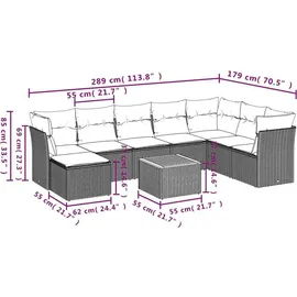 vidaXL Gartensofa-Set 9-tlg. grau