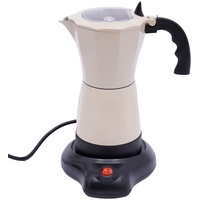 Bazargame Espressomaschine Für 6 Tassen Elektrischer Espresso-Kocher Mit Basis Espressokanne Elektrische Heizplatte Kaffee Urne Espresso Maker 300 ML (cremeweiß)