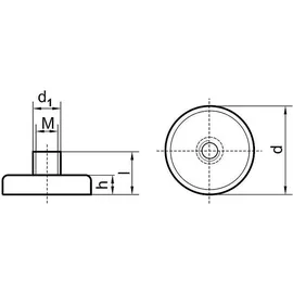 Beloh NdFeB-Flachgreif. m.Gew. 25 x 7,0 / 14,0mm Beloh