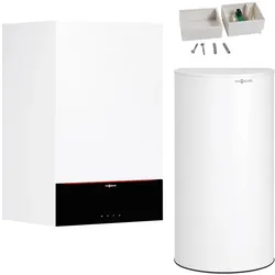 Gastherme Paket Vitodens 200-W, 19 kW, 200 L Vitocell 100-W CVAA, 7 Zoll Display, Außentemperaturfühler, Viessmann