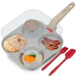 Briebe Spiegeleipfanne Induktion Pancake Pfanne, Glasdeckel, Antihaftbeschichtet, FPE1176, Creme