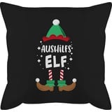 Shirtracer Kissen 50x50 - Weihnachtskissen Christmas Geschenke - Weihnachten Aushilfs-Elf - 50 x 50 cm - Schwarz - mit füllung weihnacht elf weihnachtsmotiv Elfen Weihnachts wichtel Xmas aushilf elfe