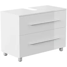 Posseik Waschbeckenunterschrank Mondial 2 Schubladen 85 x 63 x 41,6 cm Weiß Hochglanz