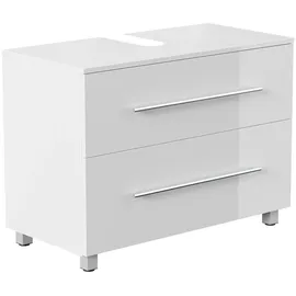 Posseik Waschbeckenunterschrank Mondial 2 Schubladen 85 x 63 x 41,6 cm Weiß Hochglanz
