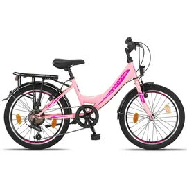 Licorne Bike Stella Premium City Bike 20,24,26 und 28 Zoll Fahrrad für Mädchen Herren und Damen 21 Gang (6 Gang bei 20 Zoll) Holland Citybike Rosa
