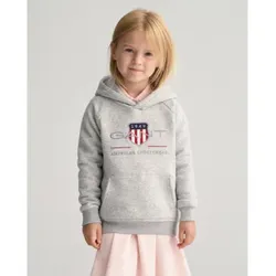 Gant Unisex für Kinder. 806784 Archiv Shield Kapuzenpulli grau (2años= 92cm), Lässig, Baumwolle, Langarm, Kinderbekleidung