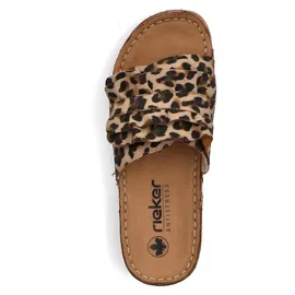 Rieker Pantolette Klettverschluss Wellenform weich Kork Textil V8763, Größe:37 EU, Farbe:Braun - Braun 37