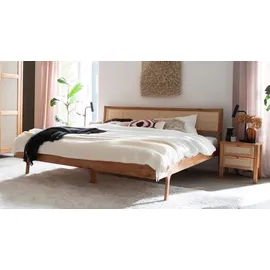 Home Affaire Bett Hällevik Doppelbett, Massivholzbett, OTTOs Choice, Massive FSC®-zertifizierte Eiche geölt, Kopfteil mit Wiener Geflecht beige 140 cm x 210 cm x 94 cm