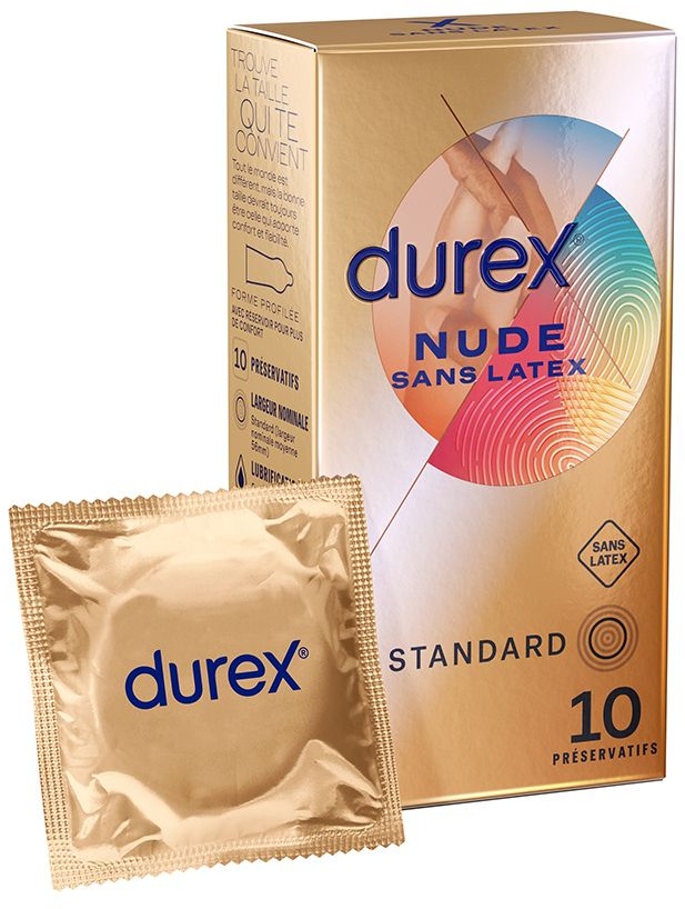 Durex Préservatifs Nude Sans Latex - 10 Préservatifs Sensation Peau Contre Peau 10 pc(s) préservatif(s)