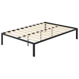 HOGAR24 ES Kozo Lattenrost 150 x 190 cm mit Füßen | Metallgestell mit 5 hohen Füßen und Holzlatten | optimale Unterstützung der Matratze | einfache Montage | Schwarz