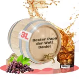 Personalisiertes Holzfass inkl. Messing-Zapfhahn - Geschenk Vatertag für Papa, Mann & Freund - kleines Eichenfass für Bier, Rum, Whisky oder Wein - Geburtstagsgeschenk für Männer (3 Liter)