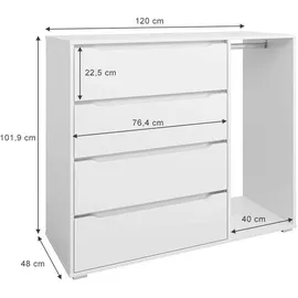 Vicco Kinderkleiderschrank Ruben 120 x 101,9 cm Spanplatte weiß