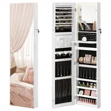 Songmics Schmuckschrank 140 cm hoch, mit Innenspiegel, wolkenweiß