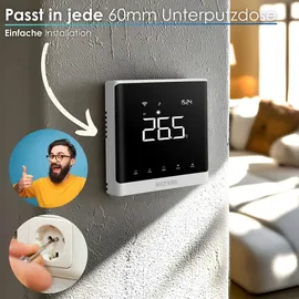 Echos Wandthermostat Heizung Smart Fußbodenheizung WLAN Raumthermostat Über Smartphone Tuya Smart Life Amazon Alexa Google Home steuerbar Thermostat Fußssbodenheizung Programmierbares Raumthermostat