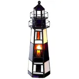 BIRENDY Lampe im Mosaik-Stil Leuchtturm Dekorationslampe, Glaslampe, Leuchte,Tischlampe, Tischleuchte (Weiß-violett)