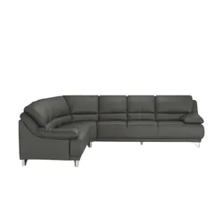 Ecksofa  aus Echtleder Maranello , grau , Maße (cm): B: 295 H: 87 T: 253