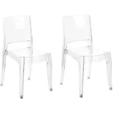 Beliani Stühle Transparent Kunststoff robuste Rückenlehne Armlos Stapelbar modernes Design