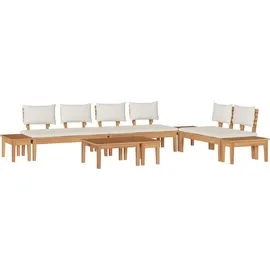 vidaXL Gartensofa-Set 5-tlg. braun/creme